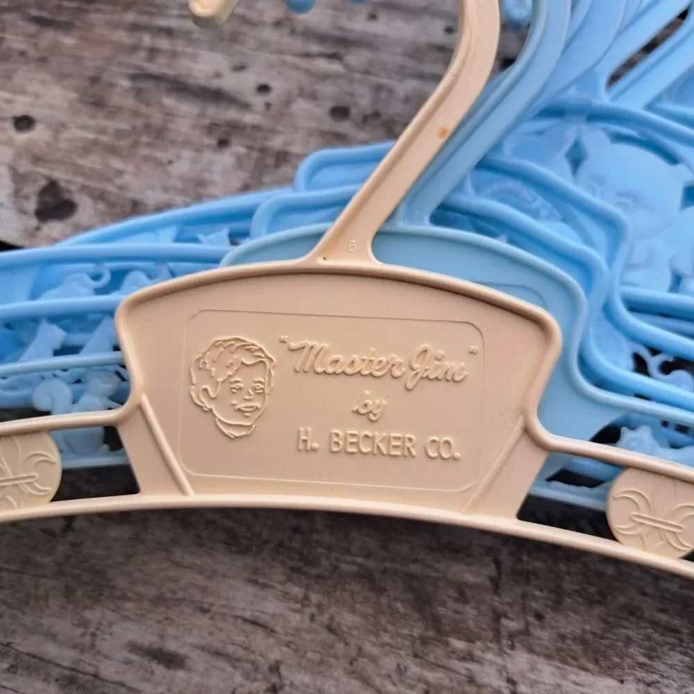 Vintage 1950s Set Of 9 Baby World  Co Clothes Hangers Bambi Carousel Circus Blue